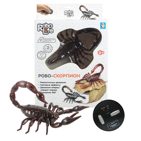 1 toy Игрушка Робо-Скорпион  (коричневый) на ИК Управлении, с зарядкой от пульта, пульт работает от 3*АА бат.(в компл не входят),27*17,5*7,5см - фото 11891