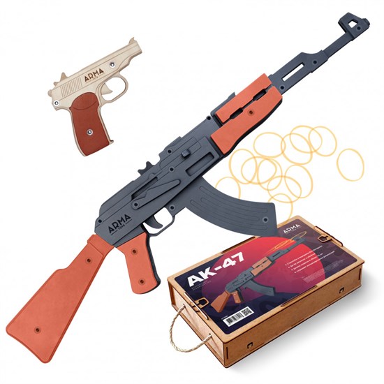 ARMA.toys Набор резинкострелов Красная угроза: АК-47 окрашенный + пистолет Макарова (ПМ) - фото 27614
