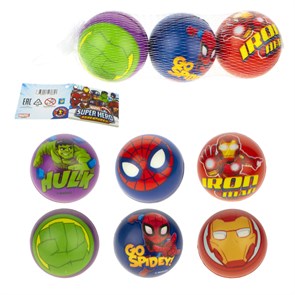 1toy Marvel Мстители Человек Паук/Железный Человек/Халк мячики PU с принтом , 7,5 см., 3 шт. в сетке